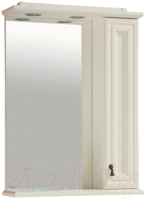 Шкаф с зеркалом для ванной Misty Лувр 65 R / П-Лвр03065-1014П (слоновая кость)