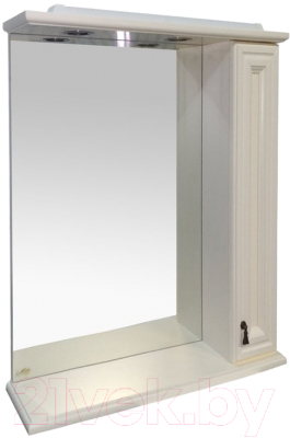 Шкаф с зеркалом для ванной Misty Лувр 75 R / П-Лвр03075-1014П (слоновая кость)