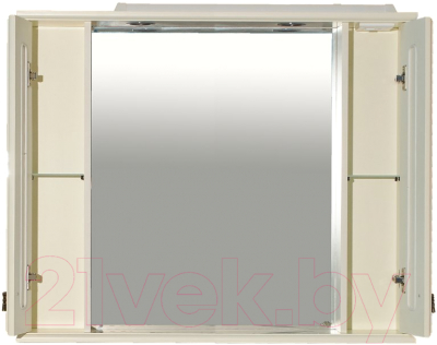 Шкаф с зеркалом для ванной Misty Лувр 105 / П-Лвр03105-10142Ш (слоновая кость)