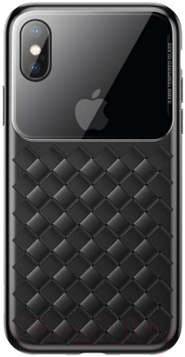Чехол-накладка Baseus Glass&Weaving для iPhone XS (черный)