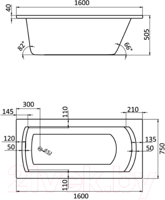 Ванна акриловая Santek Монако XL 160x75 (с каркасом и экраном)