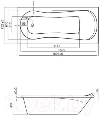 Ванна акриловая Santek Каледония 170x75 (1WH302391)