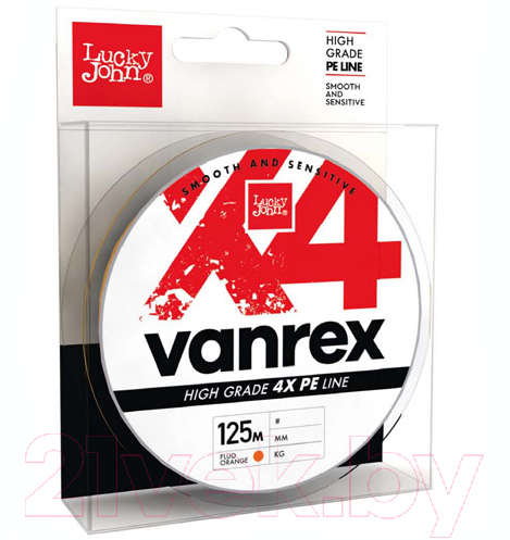 Леска плетеная Lucky John Vanrex x4 Braid Fluo Orange 125/012 / LJ4113-012
