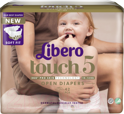 Подгузники детские Libero Touch 5 Maxi+ 10-14кг (42шт)