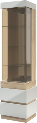 Шкаф-пенал с витриной Мебель-КМК Хилтон 0651.18 левый (дуб санома/белый глянец)