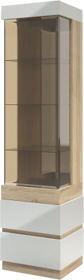 Шкаф-пенал с витриной Мебель-КМК Хилтон 0651.17 правый (дуб санома/белый глянец)