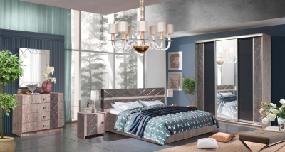 Двуспальная кровать Мебель-КМК 1600 Монако 1 0673.3 (дуб сонома/дуб полярный) - Фото товара другой расцветки в интерьере