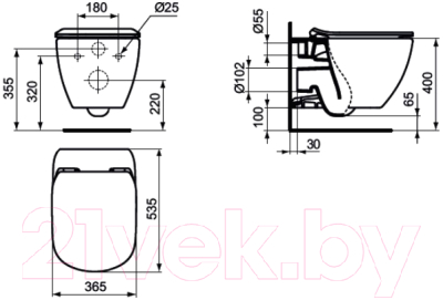 Унитаз подвесной с инсталляцией Ideal Standard Tesi AquaBlade T007901+ T352701+ R020467 / T387201