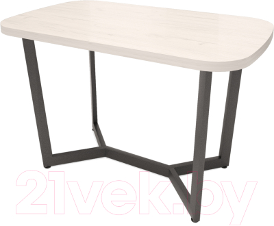 Обеденный стол Millwood Лофт М Лайт 160x80x75 (дуб белый Craft/металл черный)