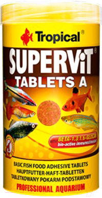 Корм для рыб TROPICAL Supervit Tablets A / 20624 (340шт/250мл)
