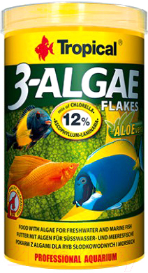 Корм для рыб TROPICAL 3-Algae Flakes / 77164 (250мл)