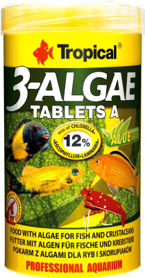 Корм для рыб TROPICAL 3-Algae Tablets A / 20734 (250мл)