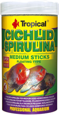 Корм для рыб TROPICAL Cichlid Spirulina Medium Sticks / 63624 (250мл)