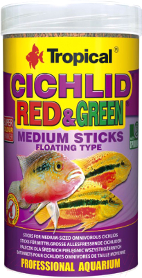 Корм для рыб TROPICAL Cichlid Red & Green Medium Sticks / 63724 (250мл)