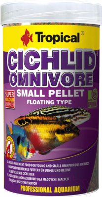 Корм для рыб TROPICAL Cichlid Omnivore Small Pellet / 60954 (250мл)