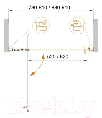 Душевая дверь Cezares ECO-O-BA-1-90-P-Cr