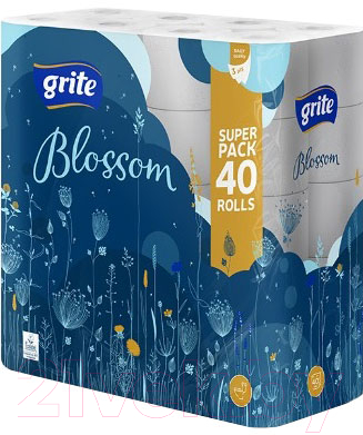Туалетная бумага Grite Blossom (40рул, трехслойная белая)