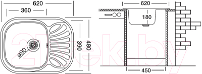 Мойка кухонная Ukinox Галант GAP620.480-GT8K 1R (с сифоном)