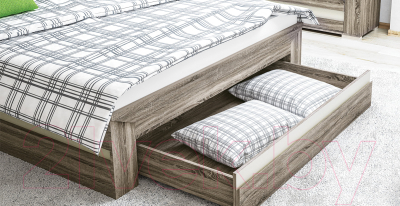 Односпальная кровать Мебель-Неман Кристалл МН-131-01-90 (дуб сонома/трюфель)