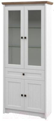 Шкаф с витриной Мебель-Неман Тиволи МН-035-08 (белый структурный/дуб стирлинг)
