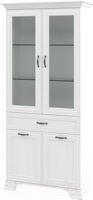 Шкаф с витриной Мебель-Неман Юнона МН-132-14 (белый текстурный)