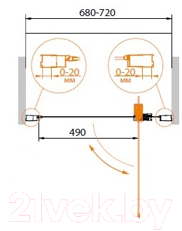 Душевая дверь Cezares RELAX-BA-1-70-P-Bi