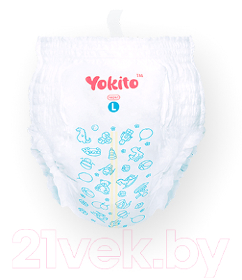 Подгузники детские Yokito На липучках размер L 12+ кг (44шт)