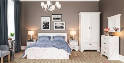 Двуспальная кровать Мебель-Неман Юнона МН-132-01-180 (белый текстурный)