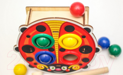 Развивающая игрушка WoodLand Toys Стучалка цветная. Божья коровка / 115303