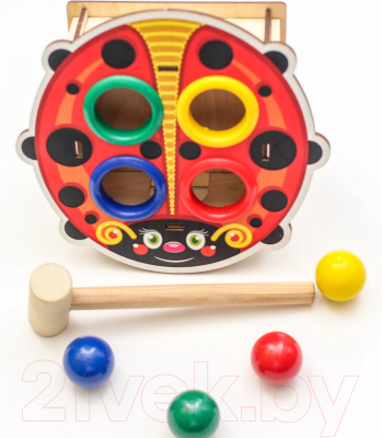 Развивающая игрушка WoodLand Toys Стучалка цветная. Божья коровка / 115303