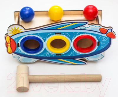 Развивающая игрушка WoodLand Toys Стучалка цветная. Самолет / 115203