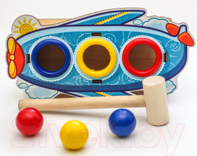 Развивающая игрушка WoodLand Toys Стучалка цветная. Самолет / 115203