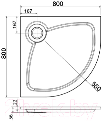 Душевой поддон Cezares Tray-S-R-80-550-56-W