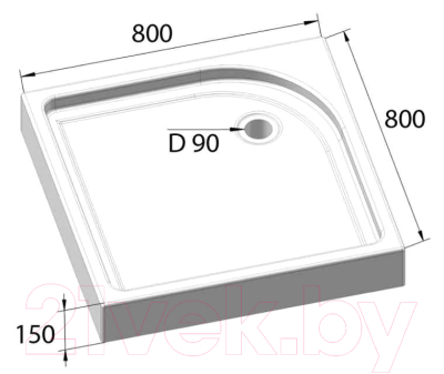 Душевой поддон BelBagno Tray-BB-A-85-15-W