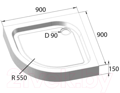 Душевой поддон BelBagno Tray-BB-R-90-550-15-W (90x90)