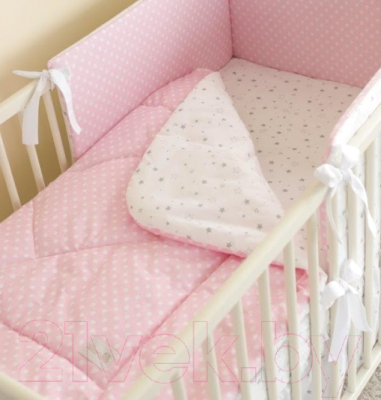 Одеяло для малышей Martoo Basik / BS-PN/GR (розовый/серый/звезды на белом)