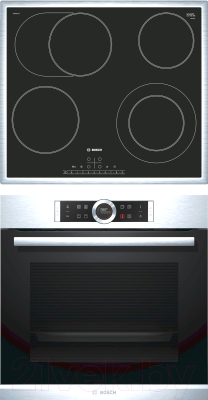 

Комплект встраиваемой техники Bosch, HBG632BS1 + PKN645F17R