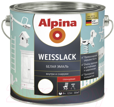 

Эмаль Alpina, Белый, Weisslack