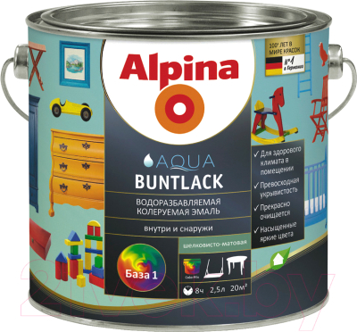 Эмаль Alpina Aqua Buntlack. База 3 (2.35л, шелковисто-матовый)