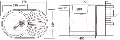 Мойка кухонная Ukinox Фаворит FAL770.480-GT8K 1R (с сифоном)