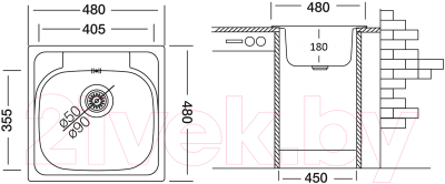 Мойка кухонная Ukinox Гранд GRL480.480-GT8K 0C (с сифоном)
