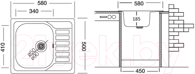 Мойка кухонная Ukinox Гранд GRL580.500-GT8K 2L (с сифоном)
