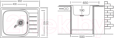 Мойка кухонная Ukinox Гранд GRL650.500-GT8K 1R (с сифоном)