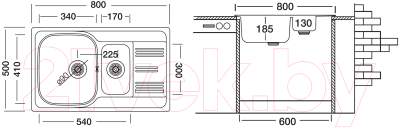 Мойка кухонная Ukinox Гранд GRP800.500 15GT8K-O