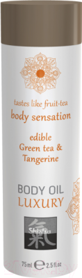 Эротическое массажное масло HOT Зеленый чай и мандарин съедобное / 67020 (75мл)