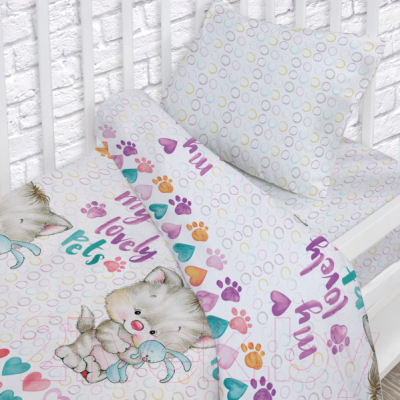 Комплект постельный для малышей Непоседа Котенок с зайкой / 477221