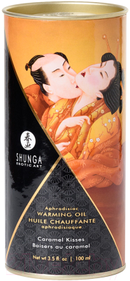 Эротическое массажное масло Shunga Caramel Kisses разогревающее / 2215 (100мл)