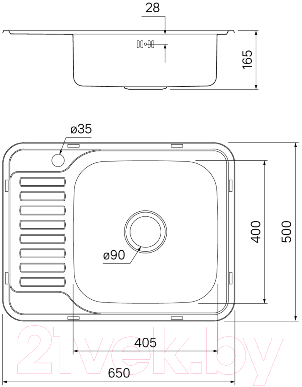 Мойка кухонная IDDIS Basic BAS65SRi77