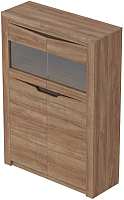Шкаф с витриной Мебельград Соренто 2-х дверный 107x38.5x150 (дуб стирлинг/кофе структурный матовый) - 