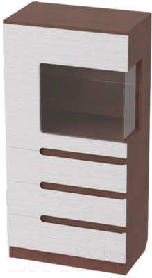 Шкаф с витриной Мебельград Виго L1400 (венге/белый дым)